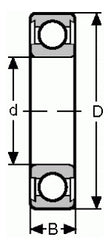 1604-2RS, 3/8" I.D. X 7/8" O.D. Sealed Radial Ball Bearing (0525)