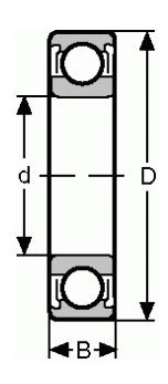 1602-2RS, 1/4" I.D. X 11/16" O.D. Sealed Radial Ball Bearing (1124)