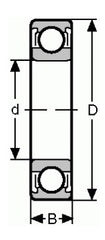 1602-2RS, 1/4" I.D. X 11/16" O.D. Sealed Radial Ball Bearing (1124)