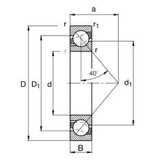 7312-BMG-UA, ANGULAR CONTACT BALL BEARING, FLUSH GROUND, MACHINED BRONZE RETAINER, 40° CONTACT ANGLE, Consolidated Brand (1024)