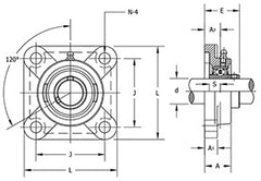 UCF205-16, 1-0" Bore, Set-Screw Locking, 4-Bolt Flange Unit (0525)
