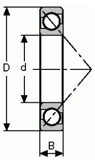 LS-07-AC, ANGULAR CONTACT BALL BEARING, 25 DEGREE CONTACT ANGLE - INCH DIMENSIONS, Consolidated Brand (1024)